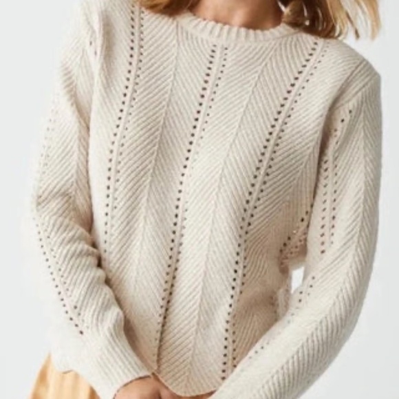 Michael Stars Lakin Cropped Crew Neck Pullover Sweater Color-Chalk, Size-LP, NWT - Picture 4 of 4